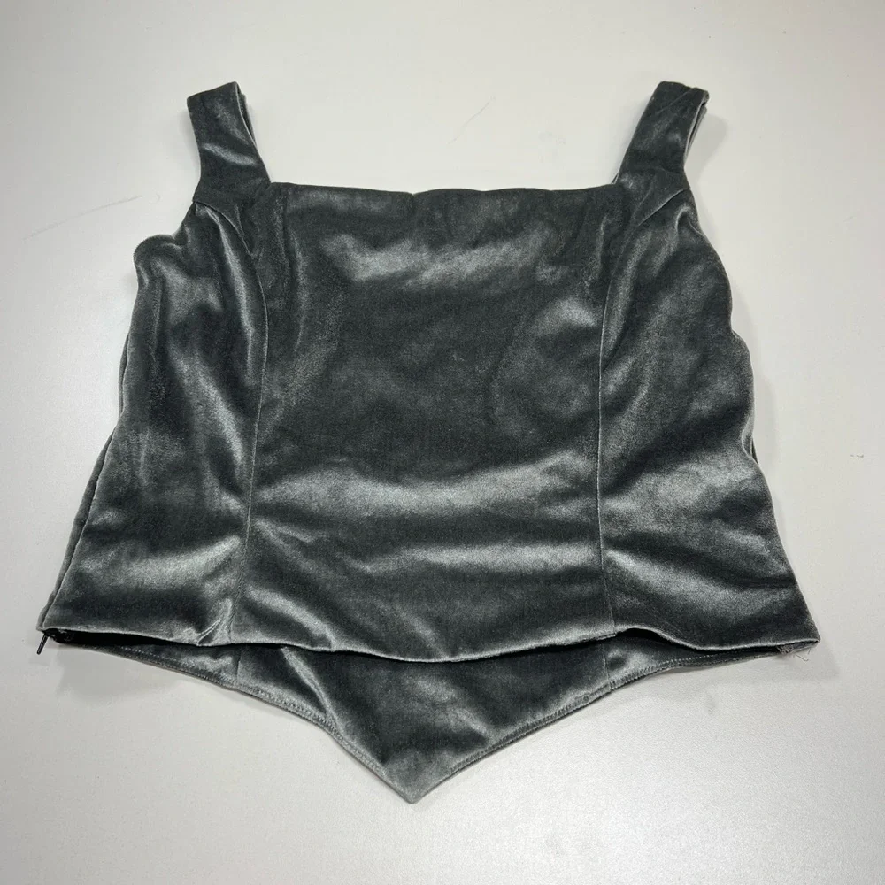 Velvet Sage Green Bustier Bodice Style Top Size Medium - Picture 2 of 11